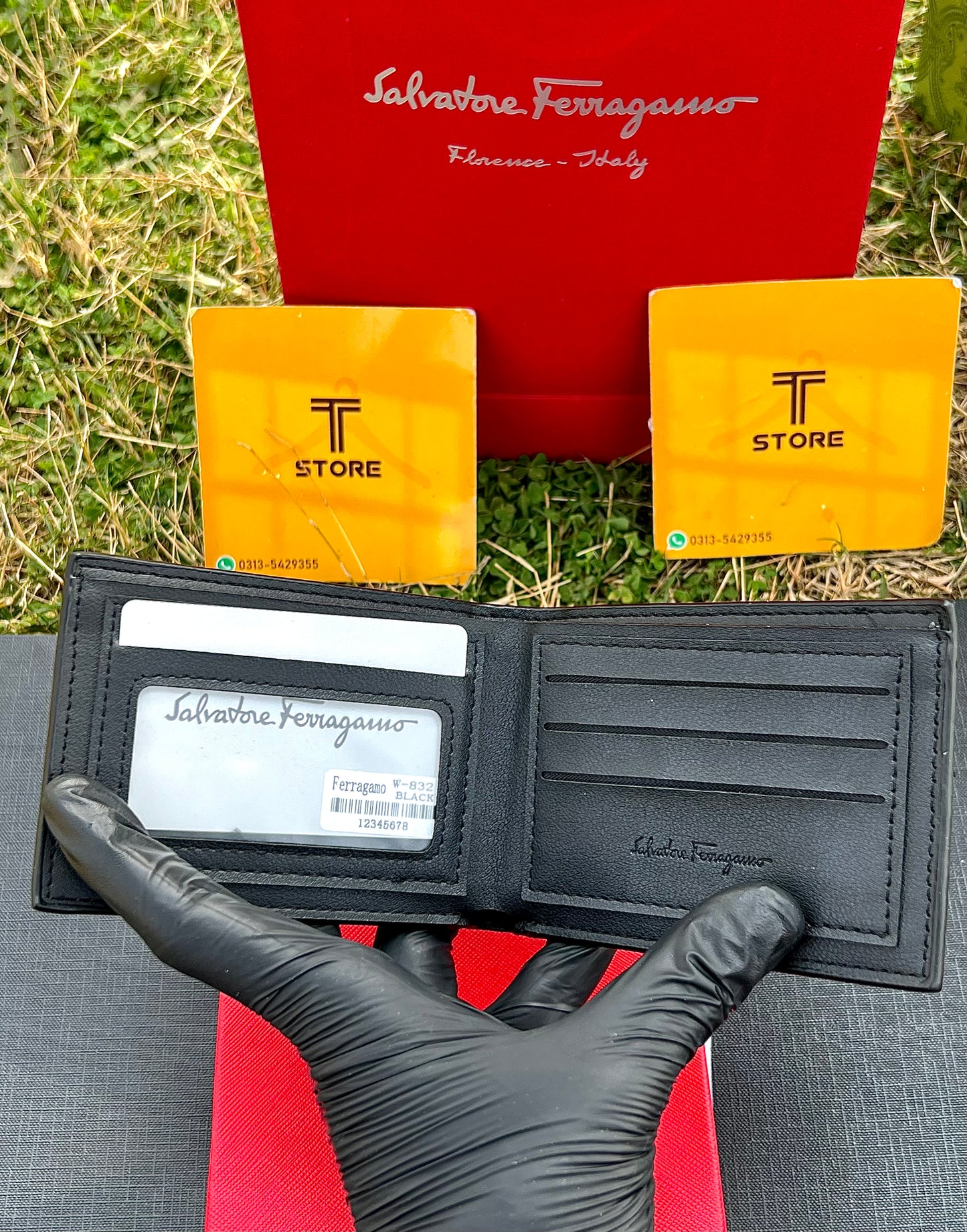 Ferragamo Logo Embossed Black Wallet