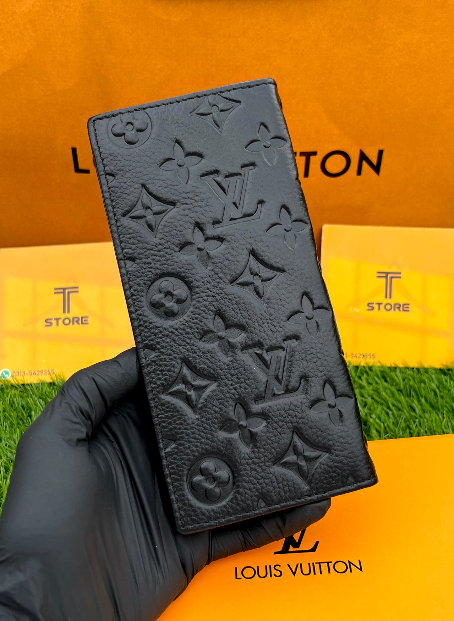 LV Embossed Genuine Leather Long Wallet