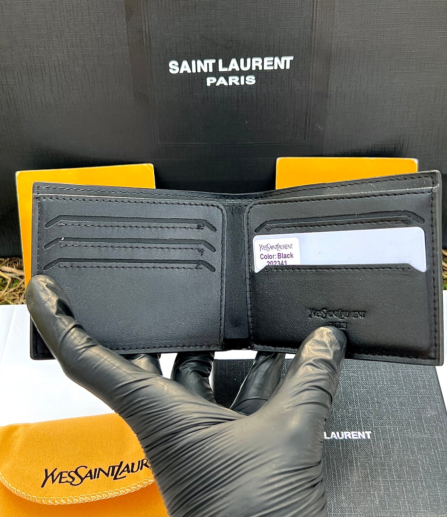 YSL Black Crocodile Texture Wallet