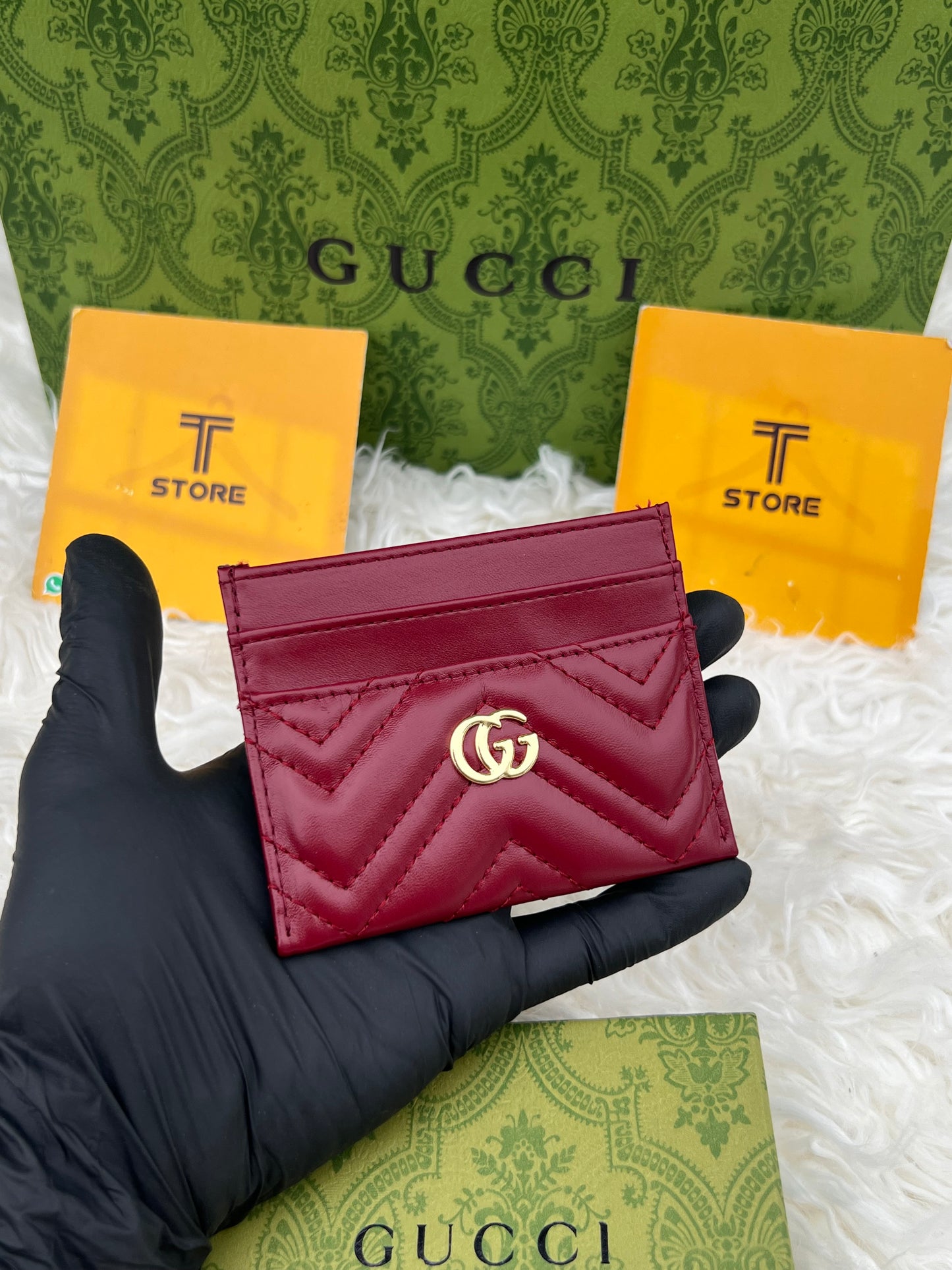 Gucci Red Plain Logo Cardholder
