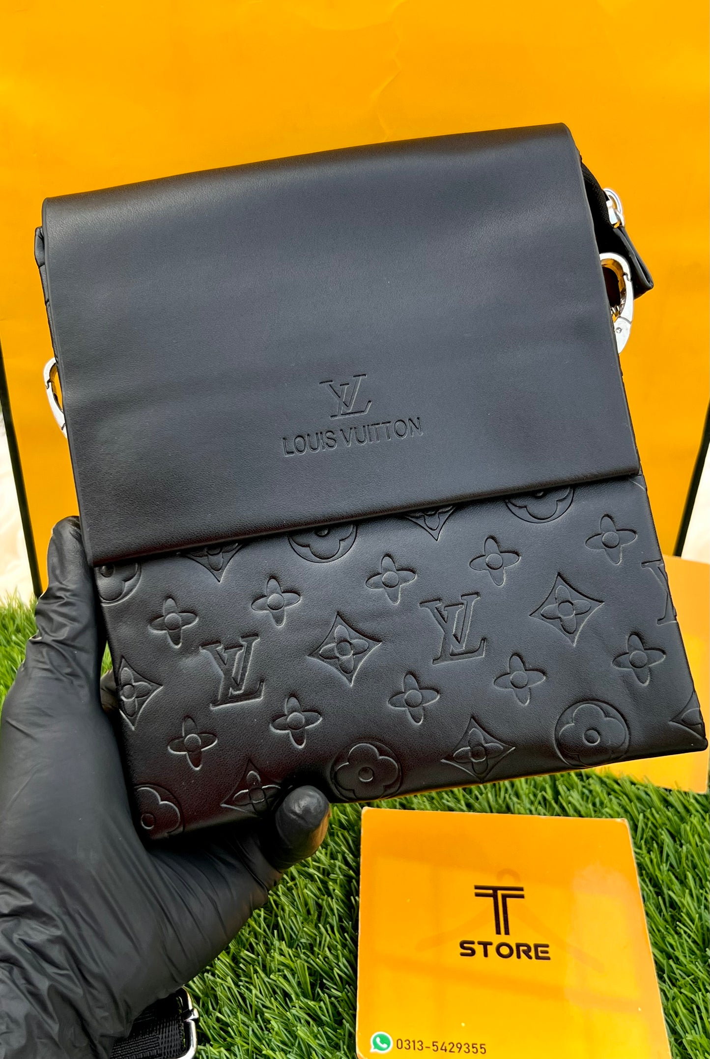 LV Black Embossed Flower Crossbody Bag