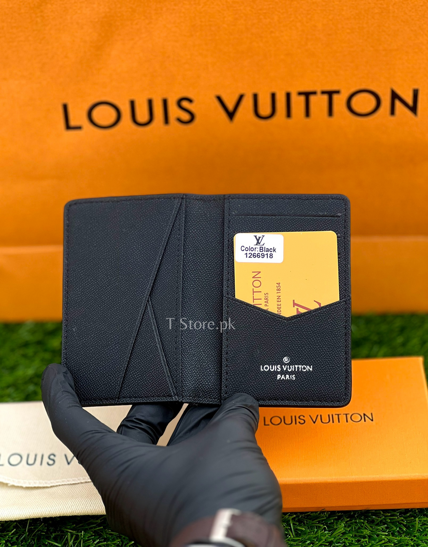 LV Black Embossed Genuine Leather Pocket Organizer/Cardholder