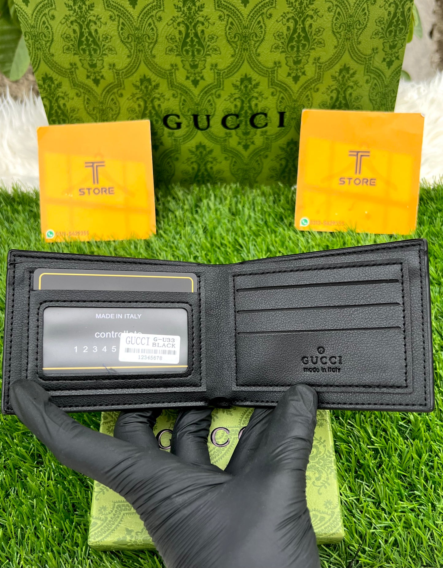 Gucci Black GG Plain Wallet