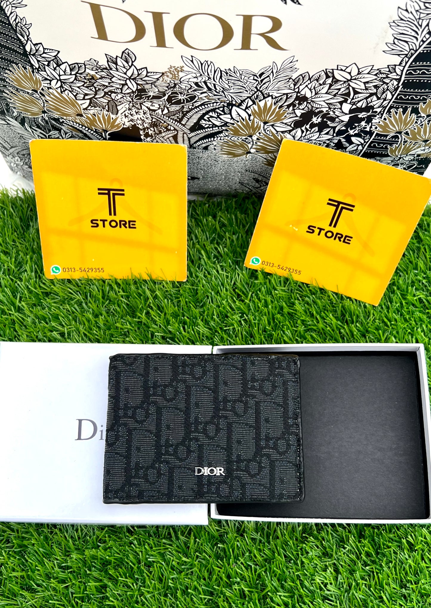 Dior Black Logo Embossed Wallet