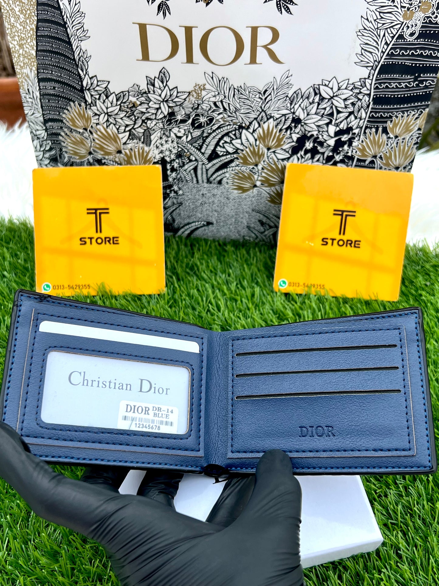 Dior White Logo Embossed Wallet