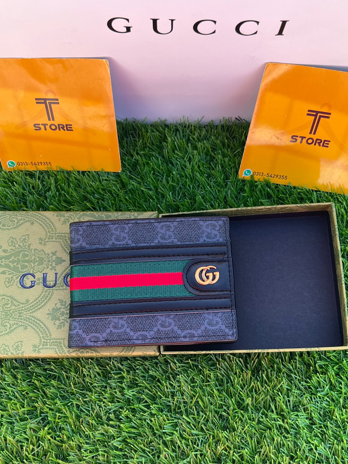 Gucci Strip Black Logo Printed Wallet