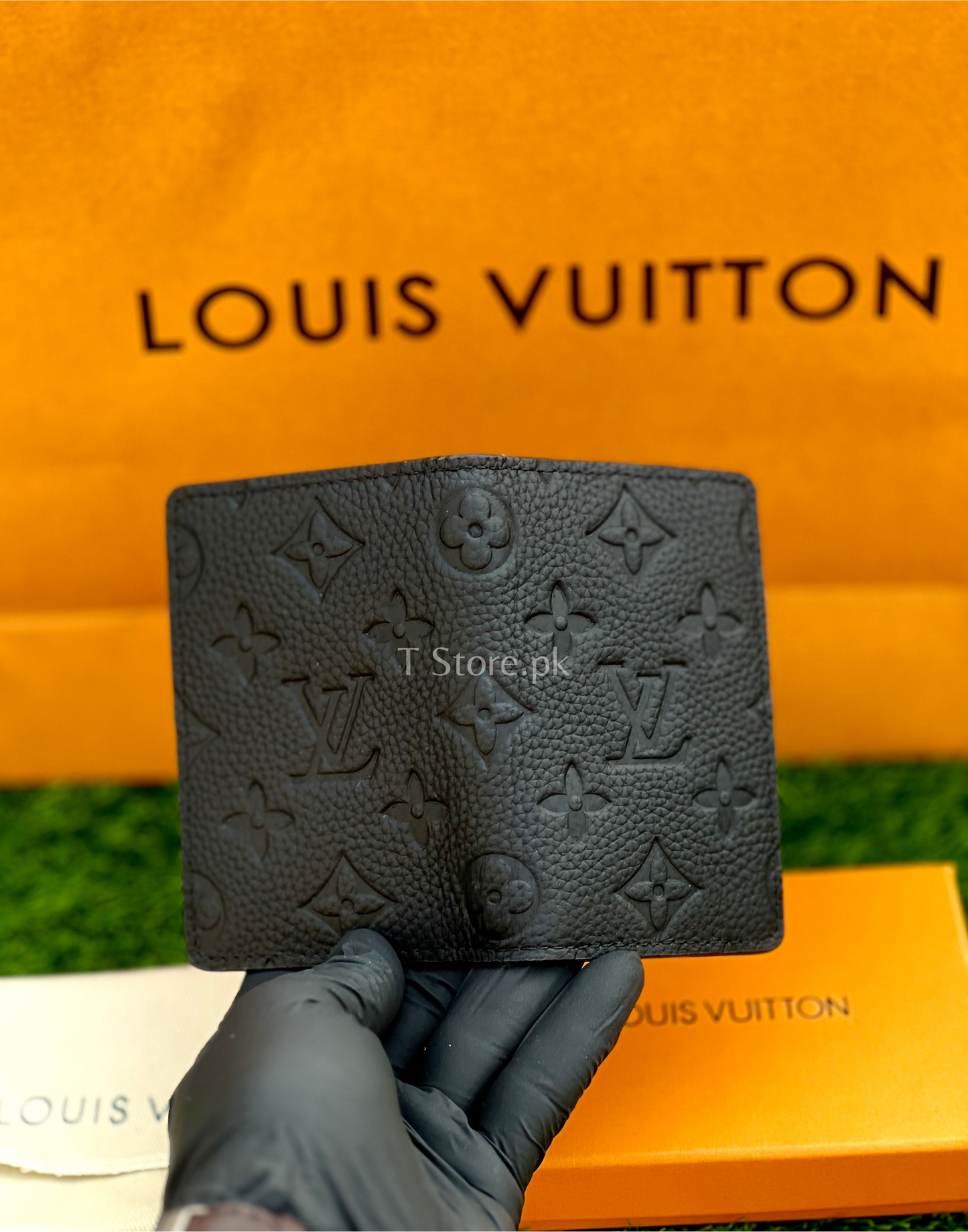LV Black Embossed Genuine Leather Pocket Organizer/Cardholder