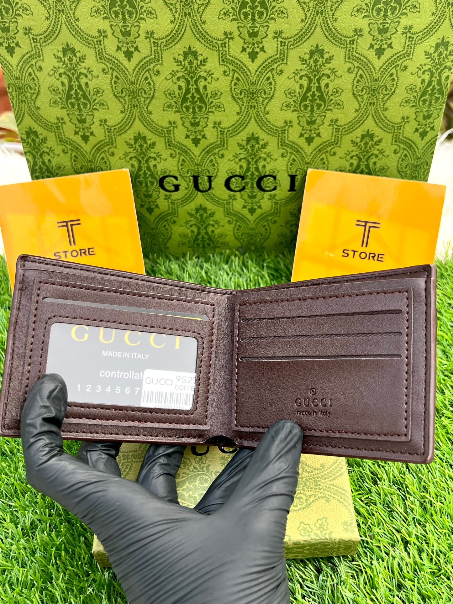 Gucci Logo Strip Brown Wallet