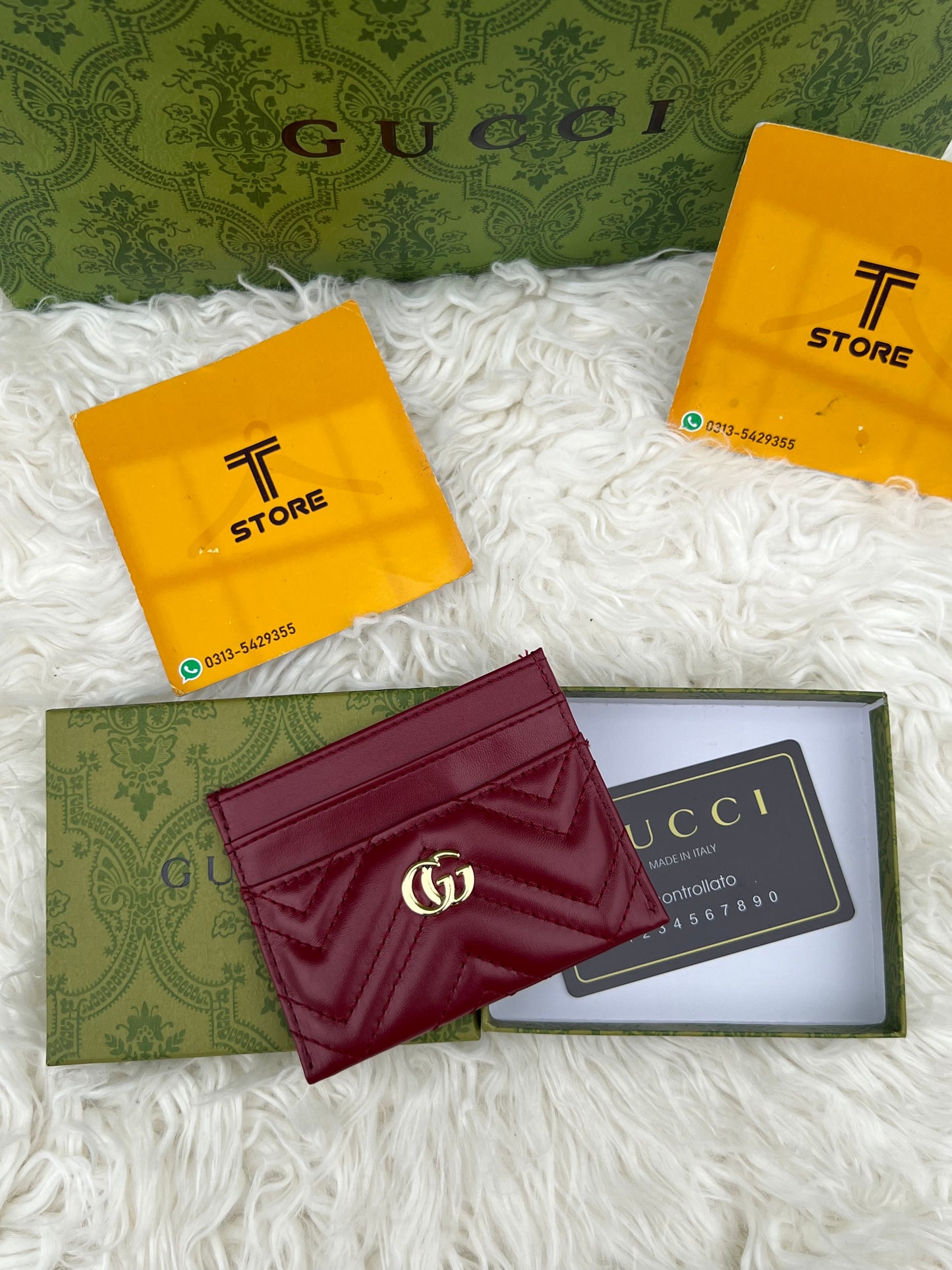Gucci Red Plain Logo Cardholder
