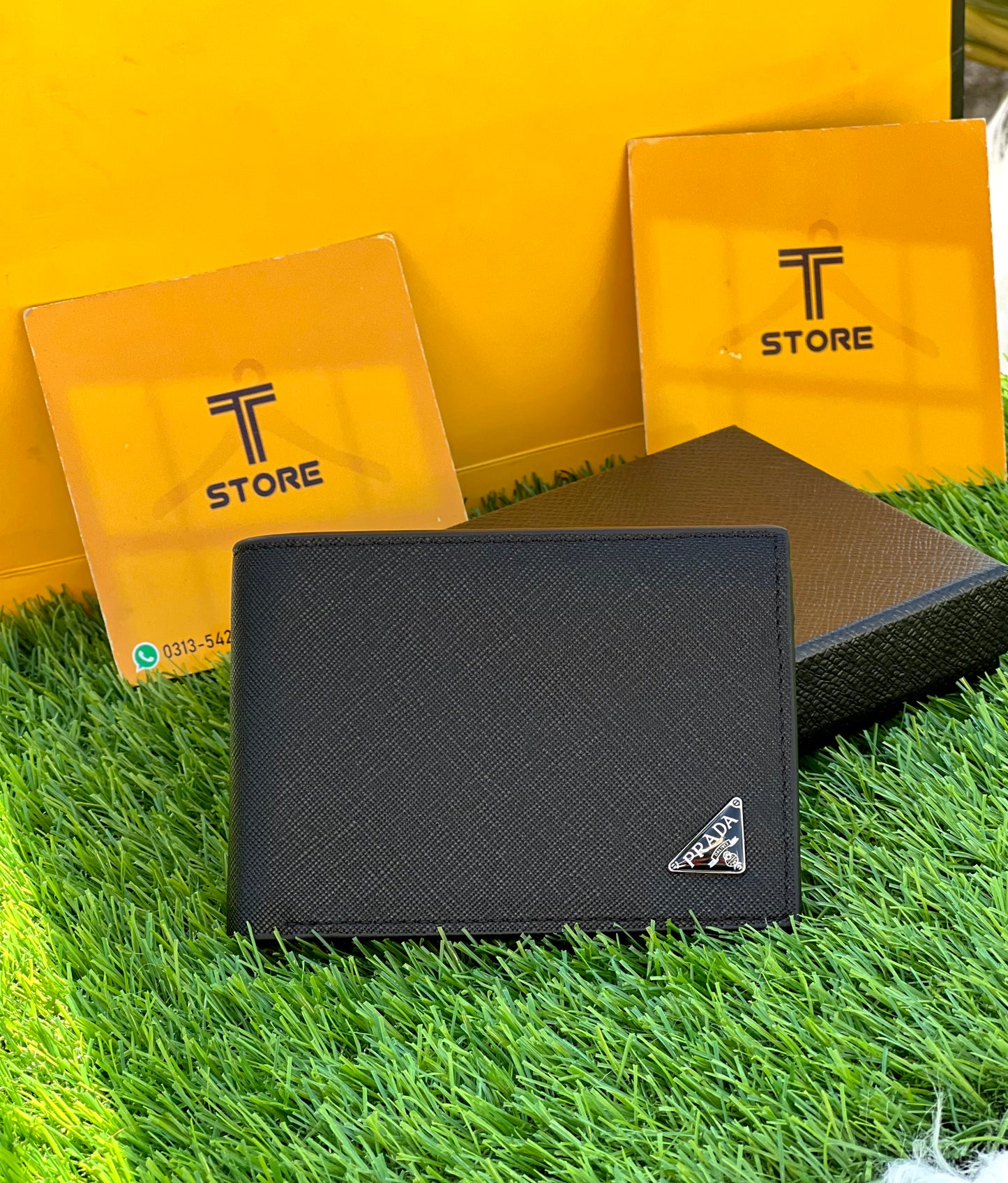 Prada Plain Black Logo Wallet