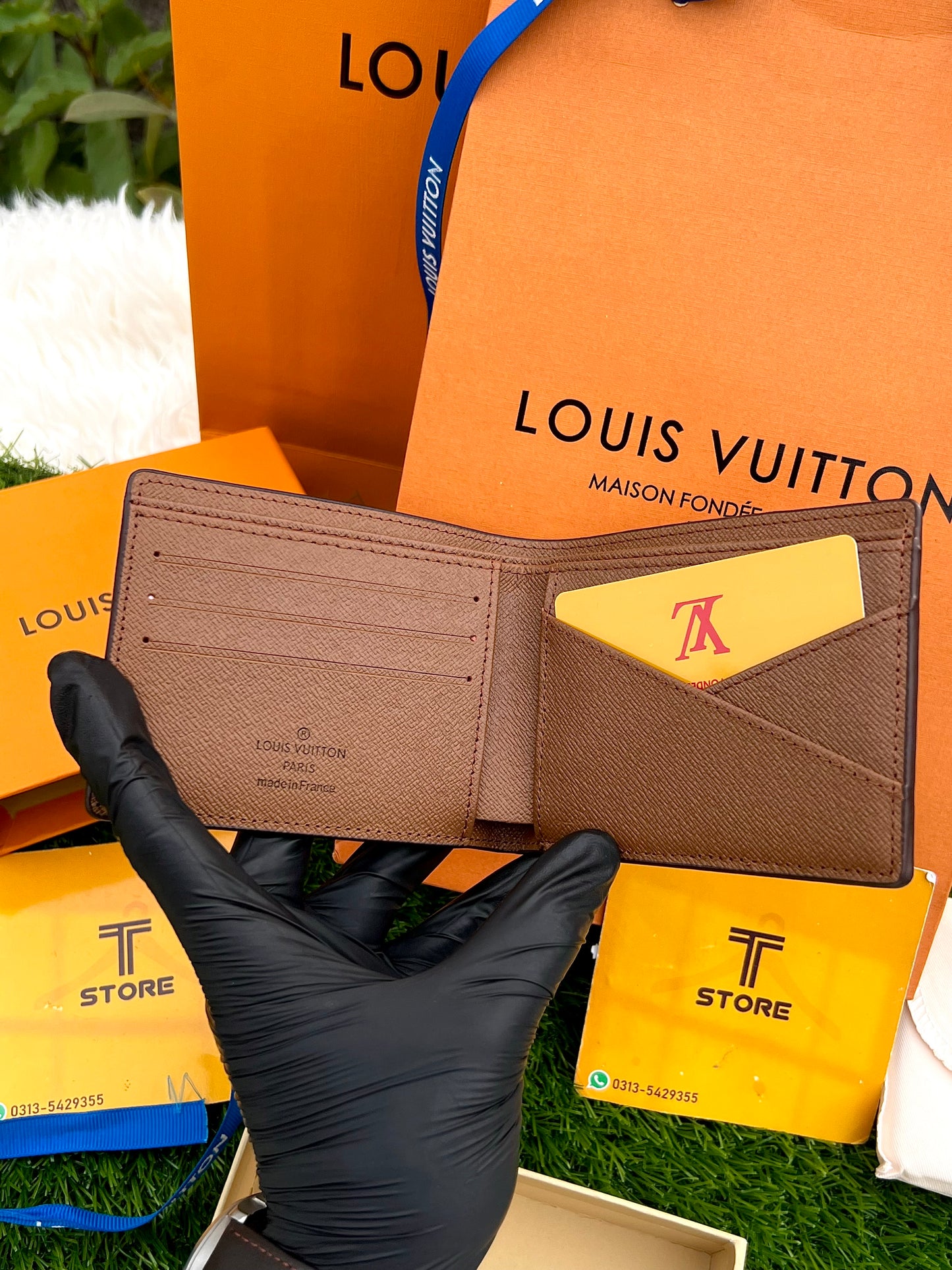 LV Brown Flower Wallet with Complete Packaging