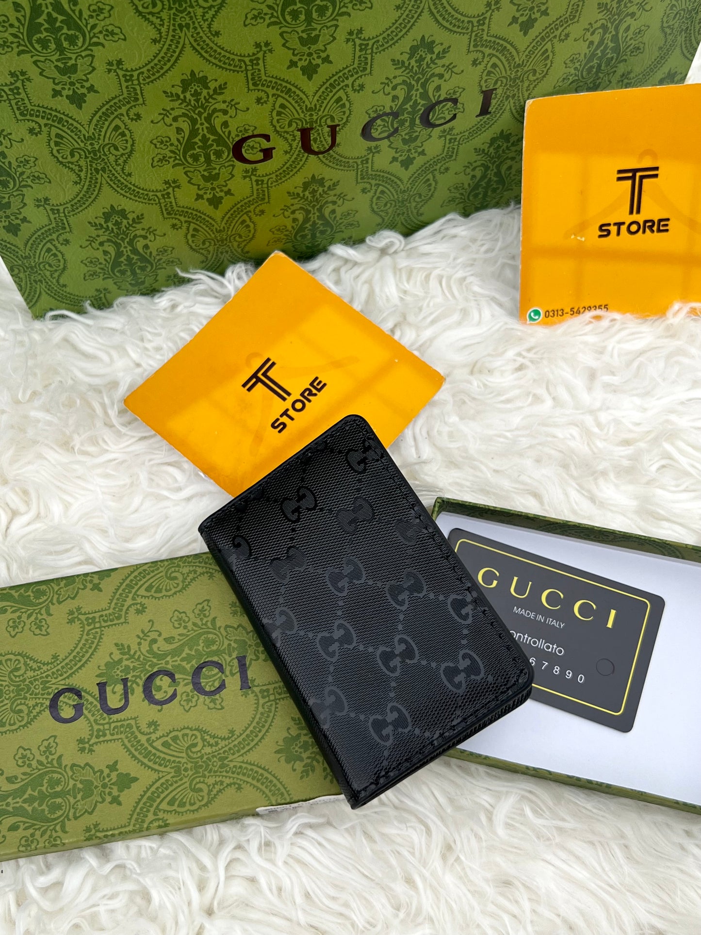 Gucci Black PU Leather Pocket Organizer/Cardholder