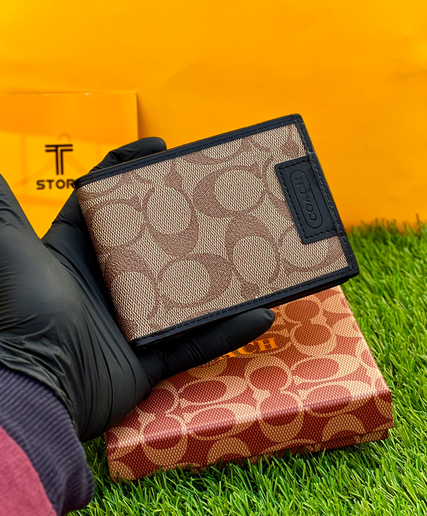 Coach Printed Black Brown Wallet