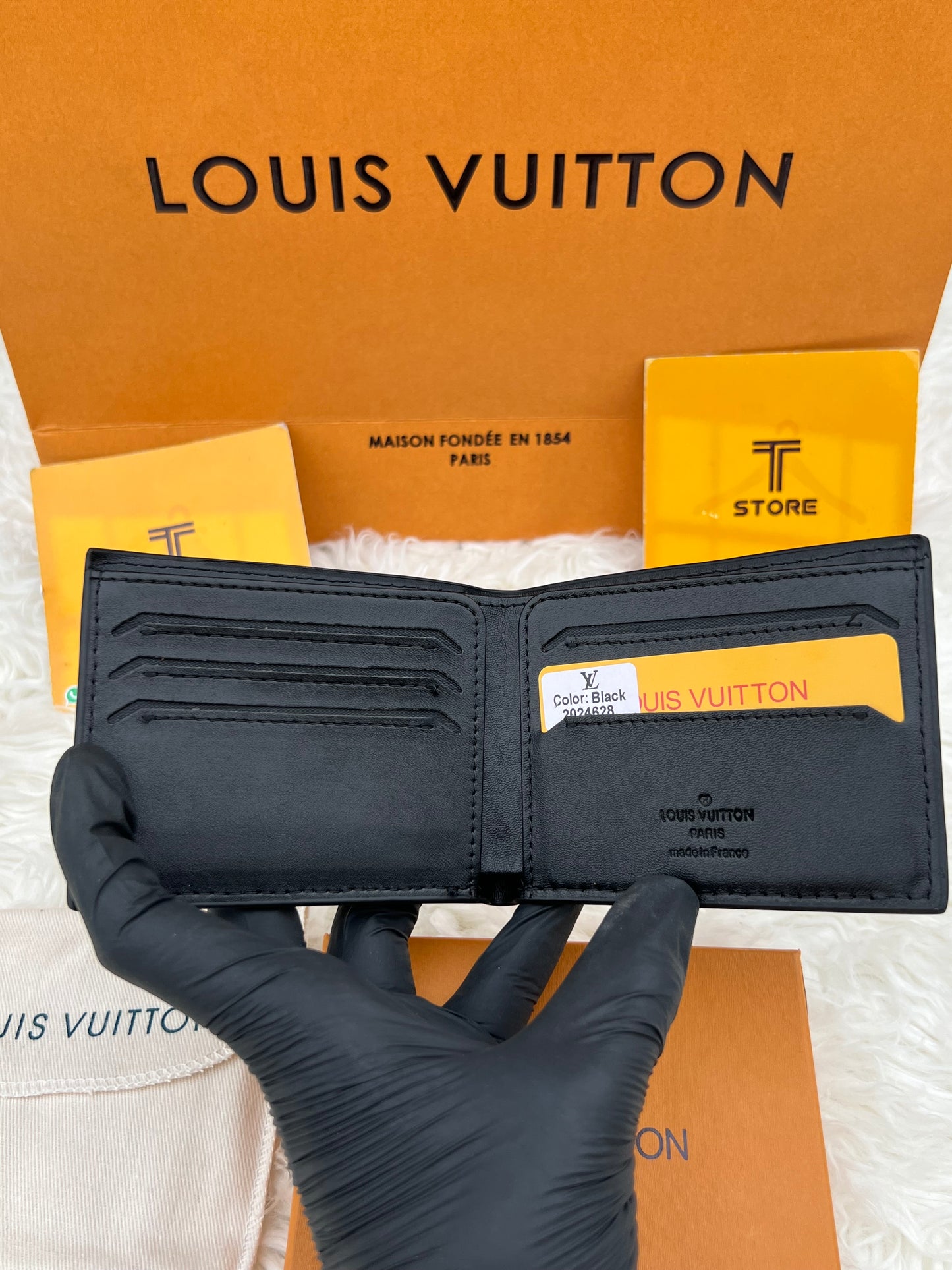 LV Black Embossed Matte Leather Wallet