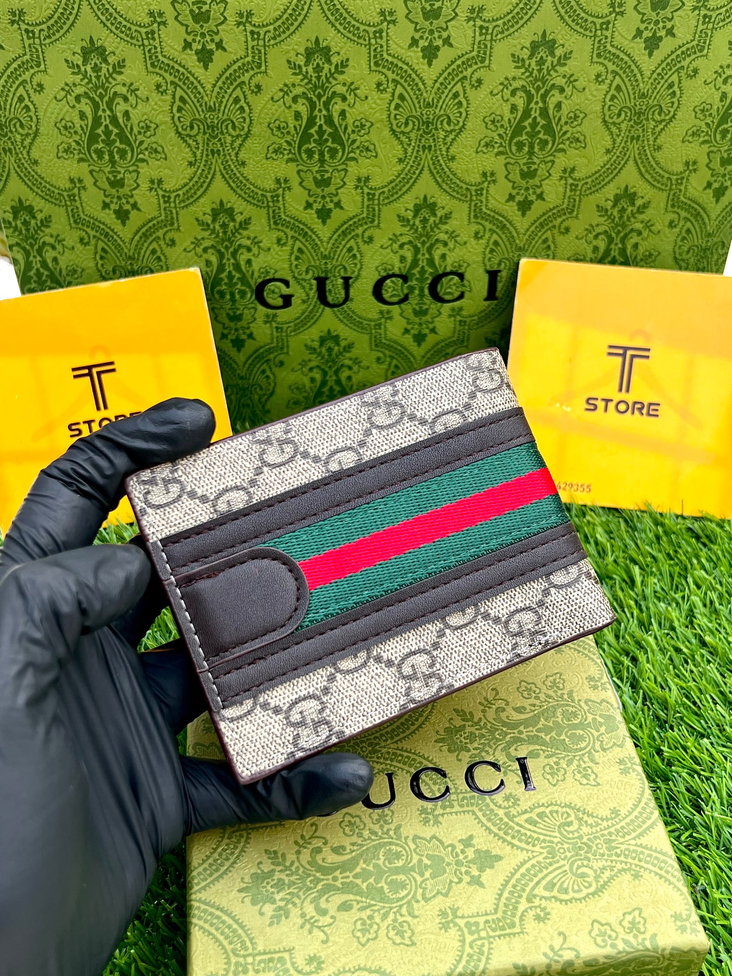 Gucci Logo Strip Brown Wallet