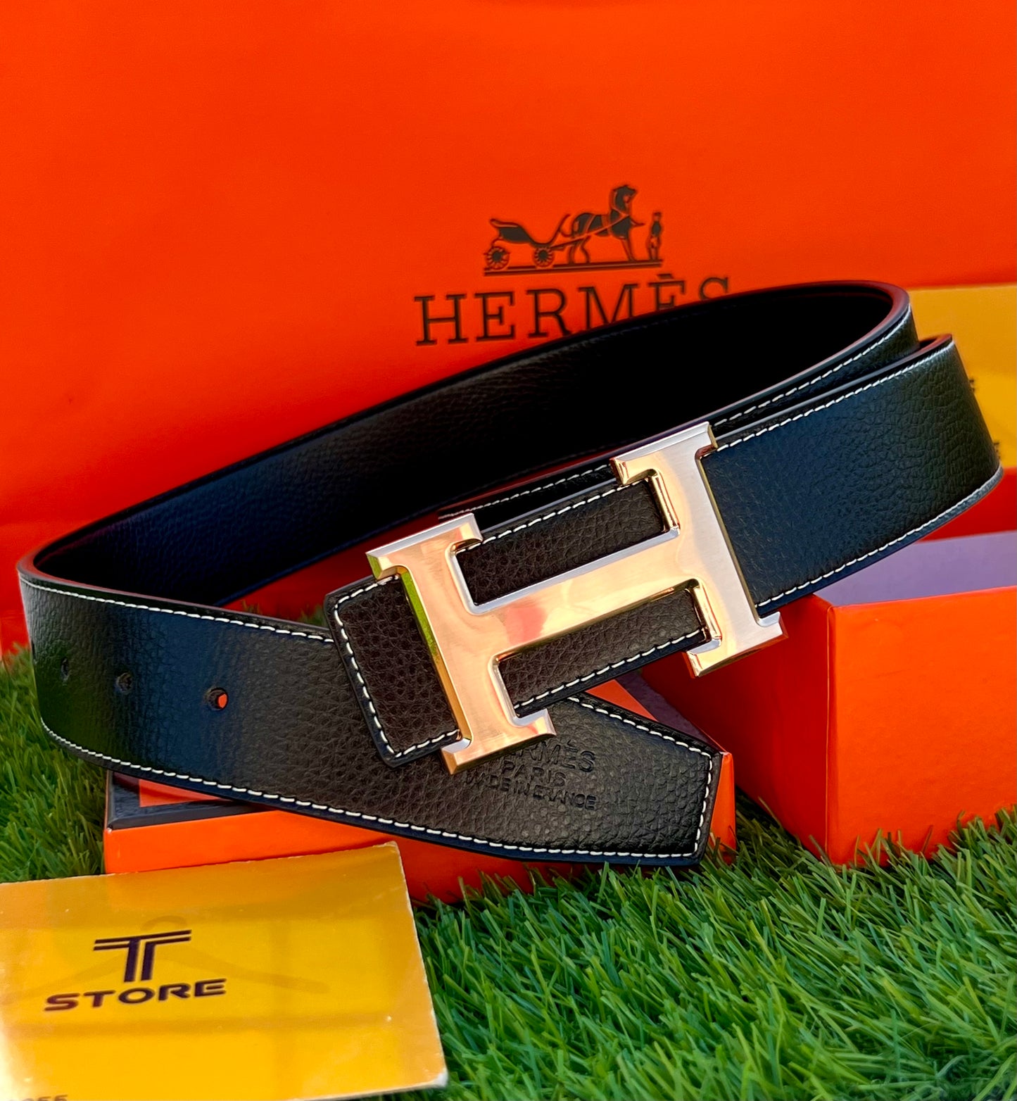 Hermes Golden Buckle Leather Belt