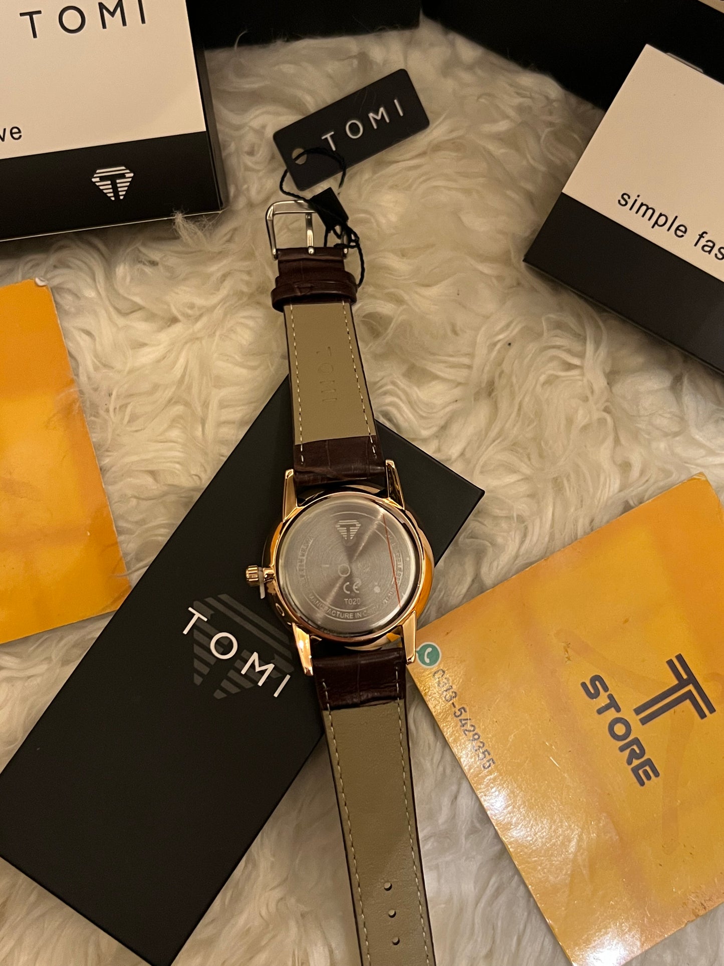 Tomi T-020 Day-Date Men’s Brown Strap Watch