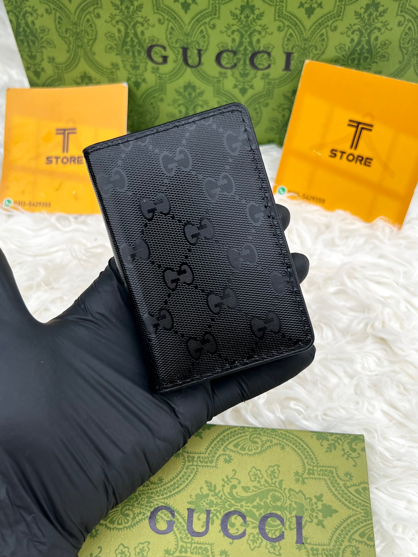 Gucci Black PU Leather Pocket Organizer/Cardholder