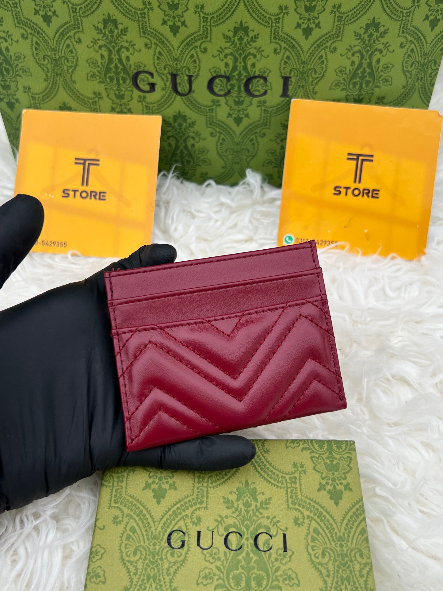 Gucci Red Plain Logo Cardholder