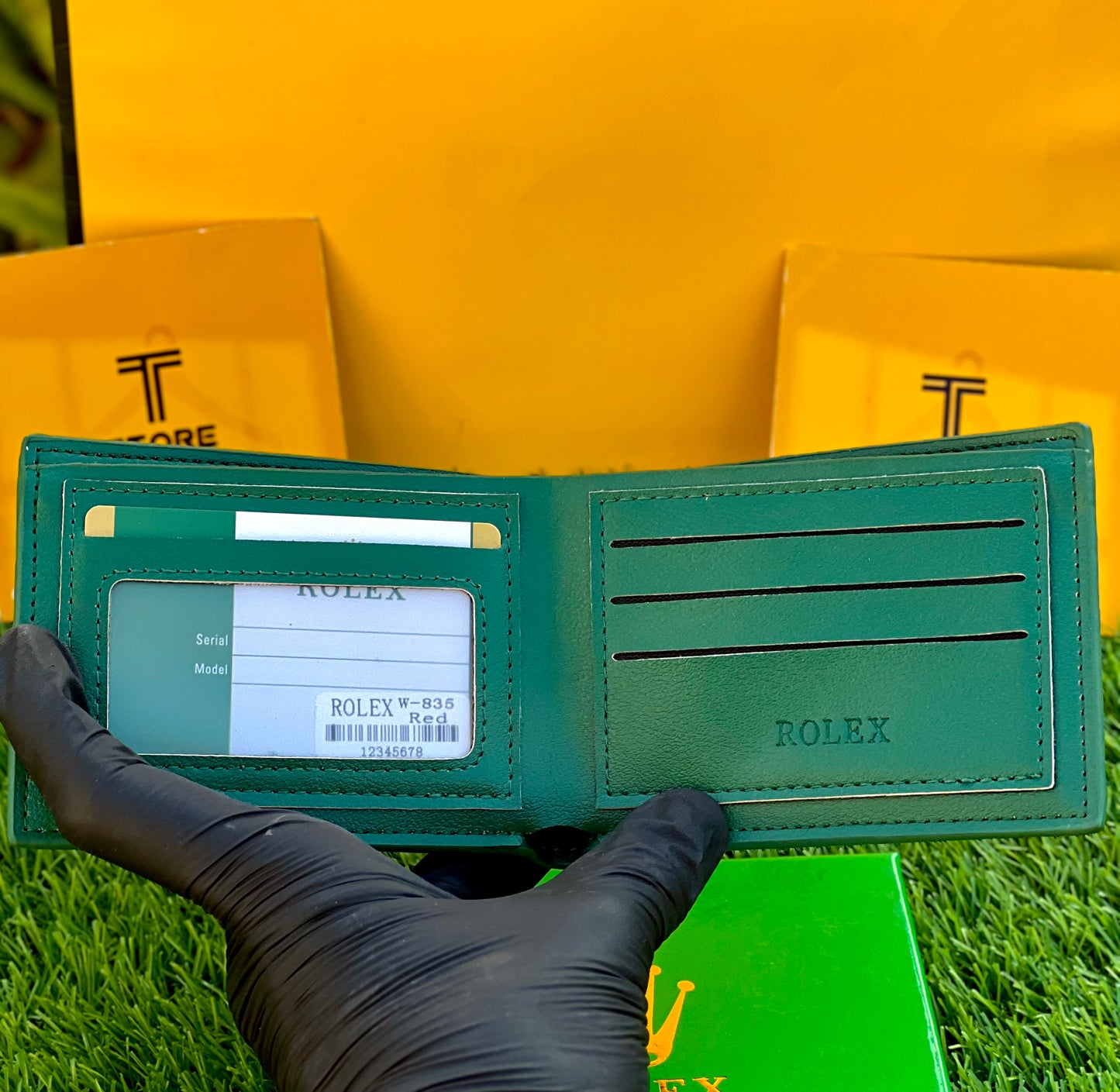 Rolex Embossed Green Wallet