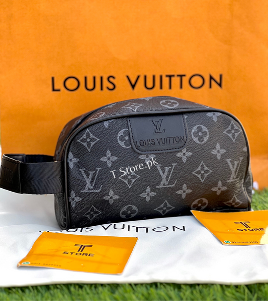 LV Black Flower Hand Pouch