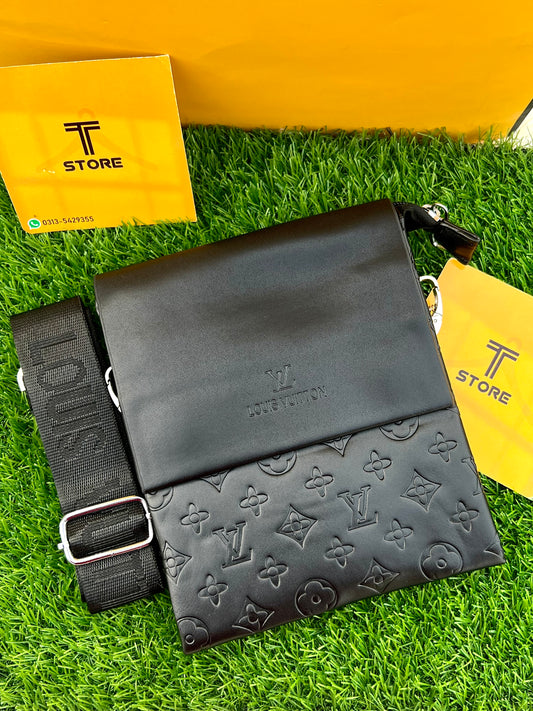 LV Black Embossed Flower Crossbody Bag