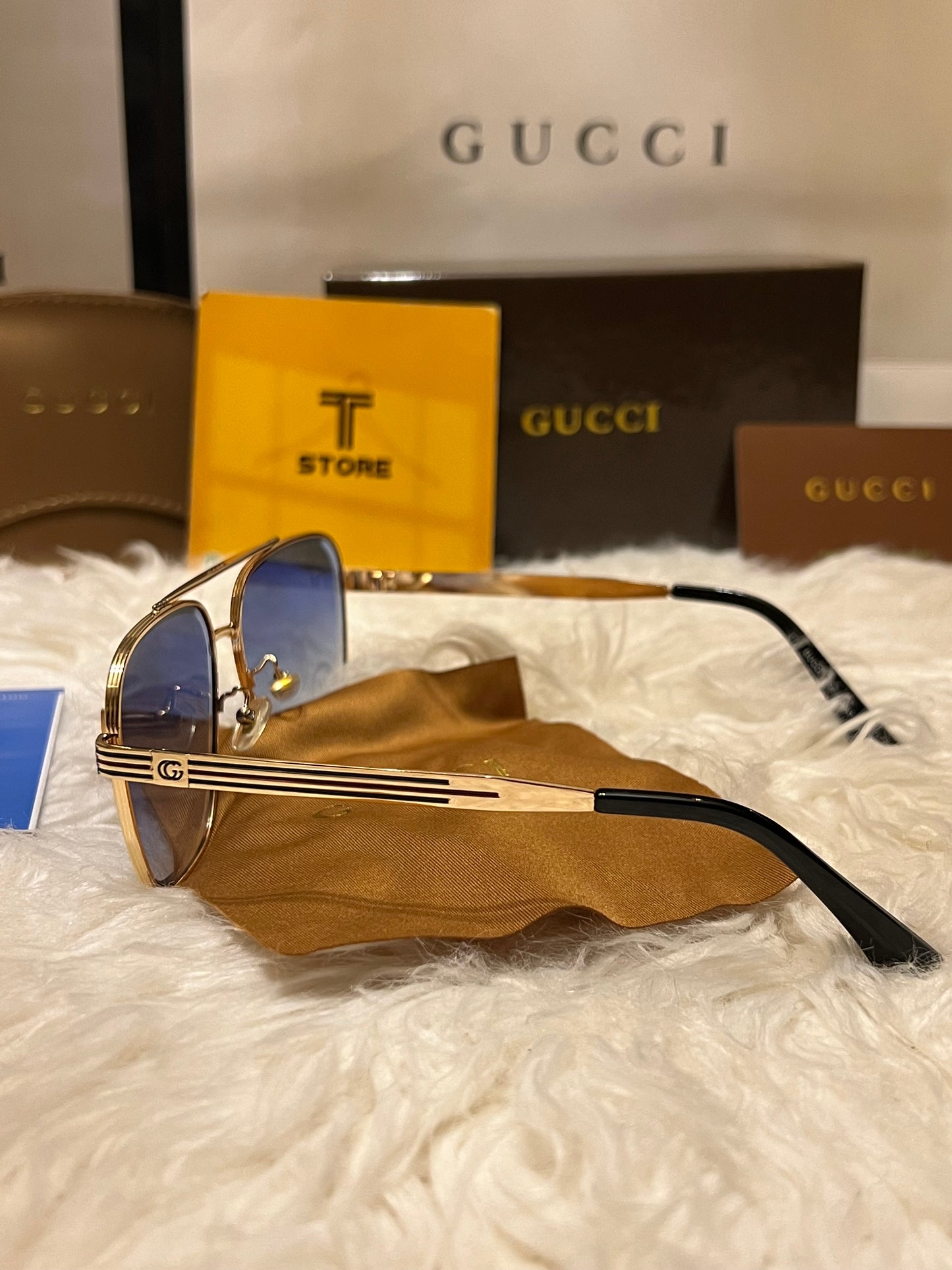 Gucci Golden Frame Men’s Sunglasses