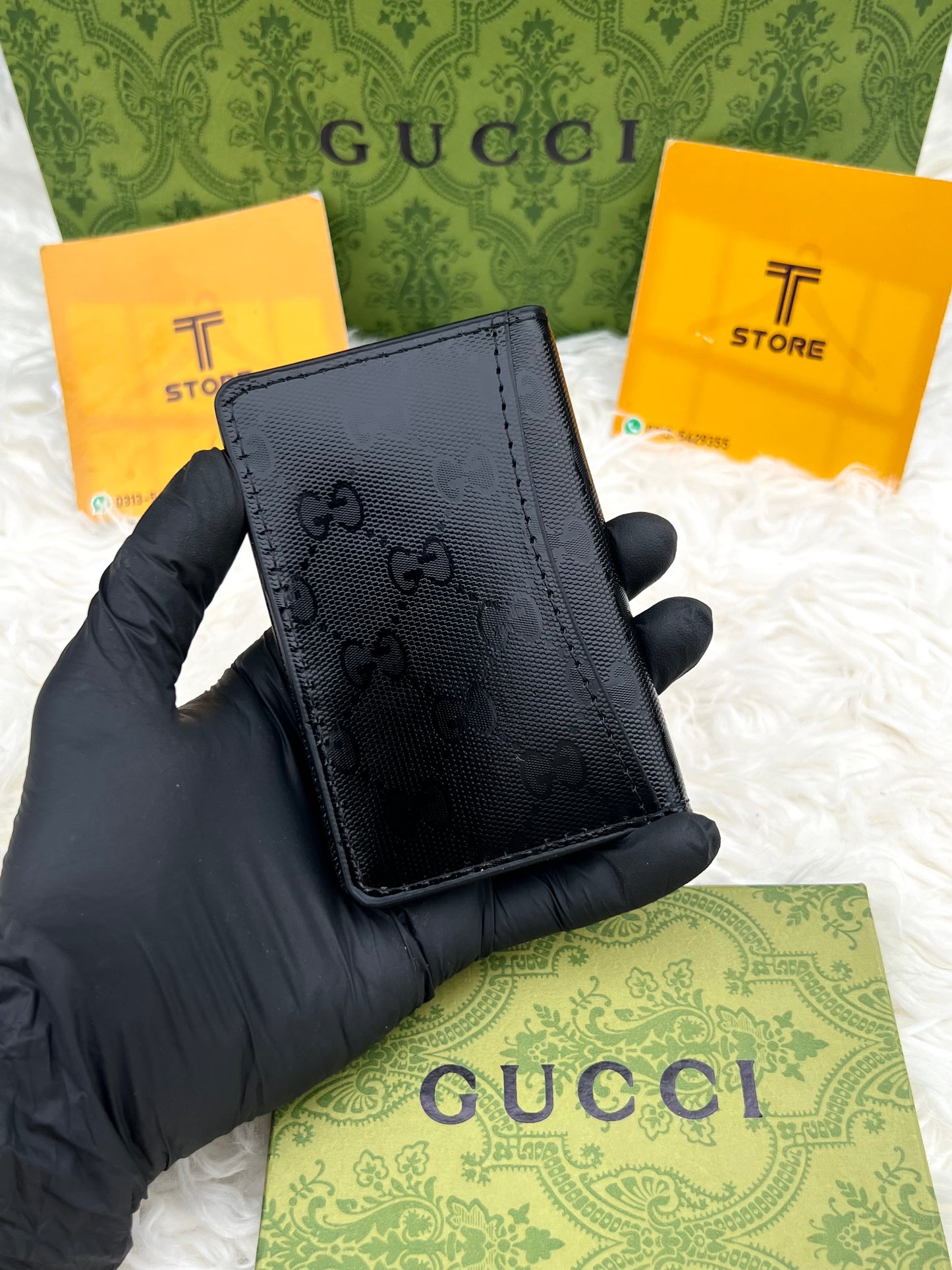 Gucci Black PU Leather Pocket Organizer/Cardholder