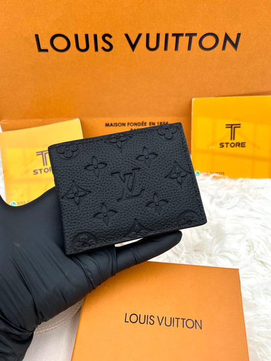 LV Black Embossed Matte Leather Wallet