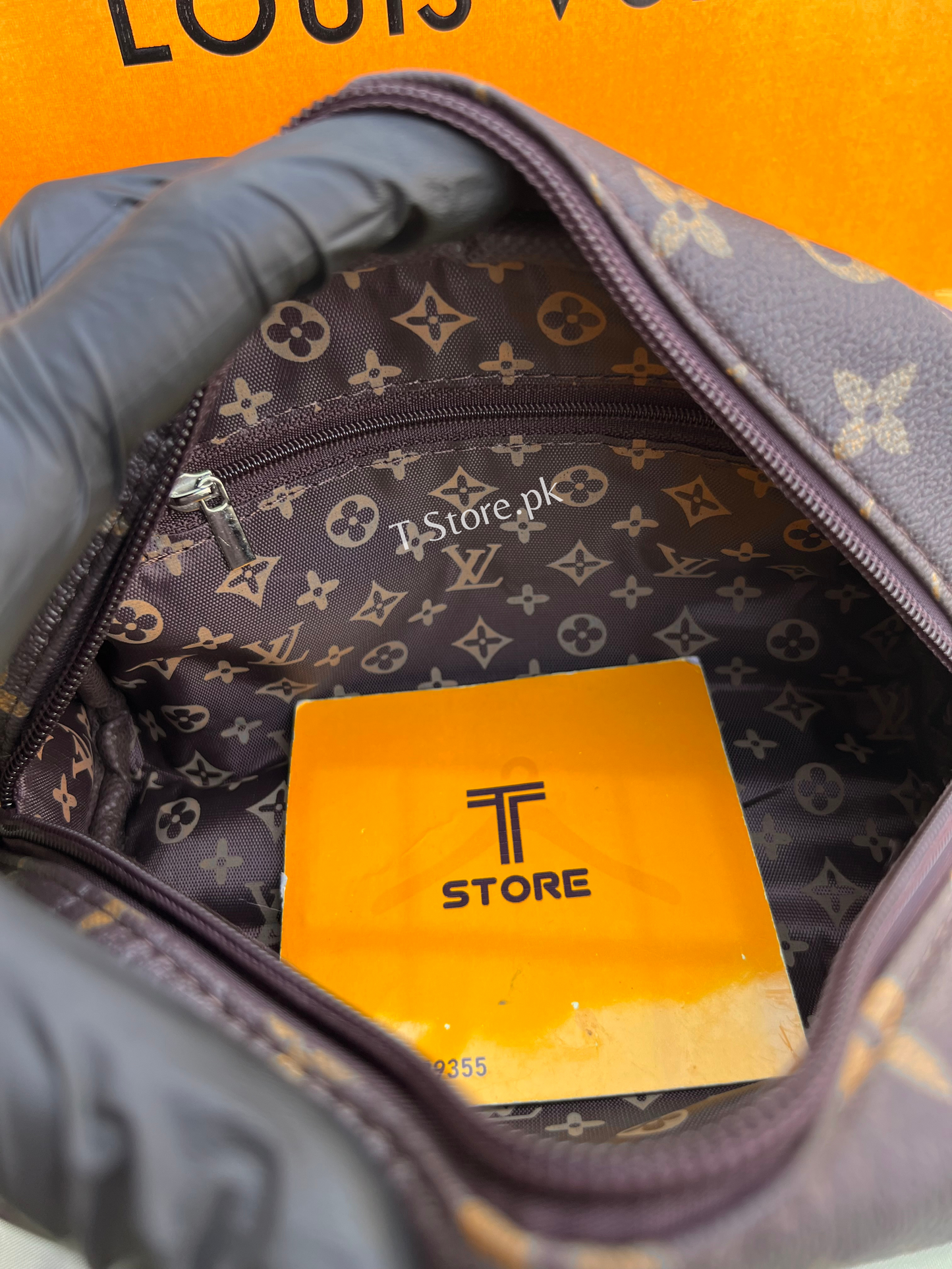 LV Brown Flower Hand Pouch