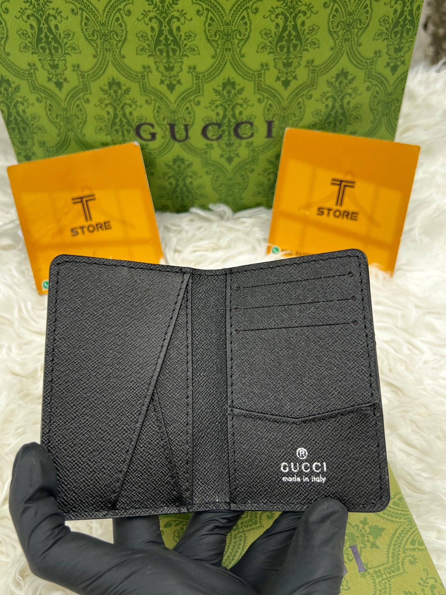 Gucci Black PU Leather Pocket Organizer/Cardholder
