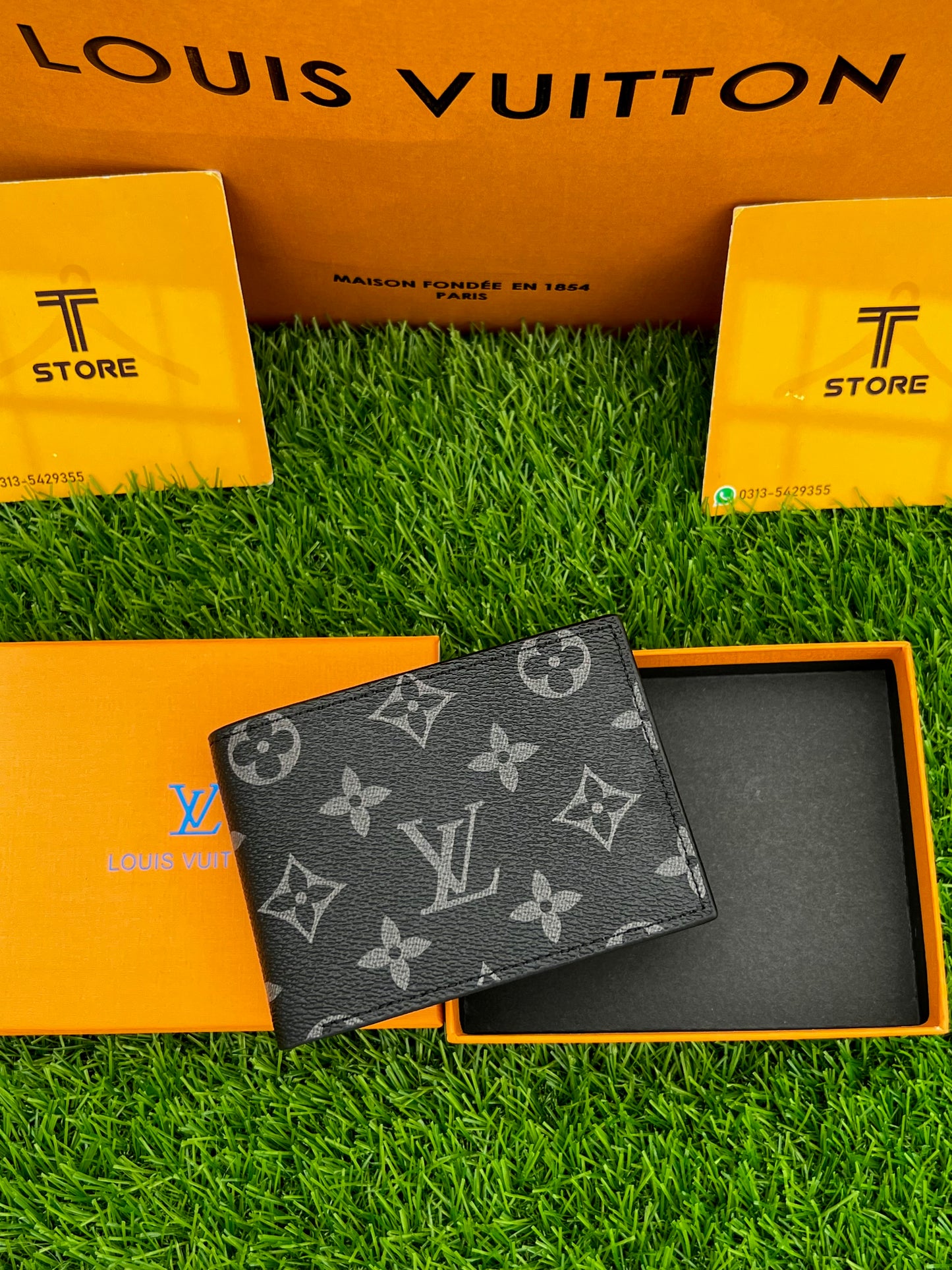 LV Monogram Black Flower Wallet