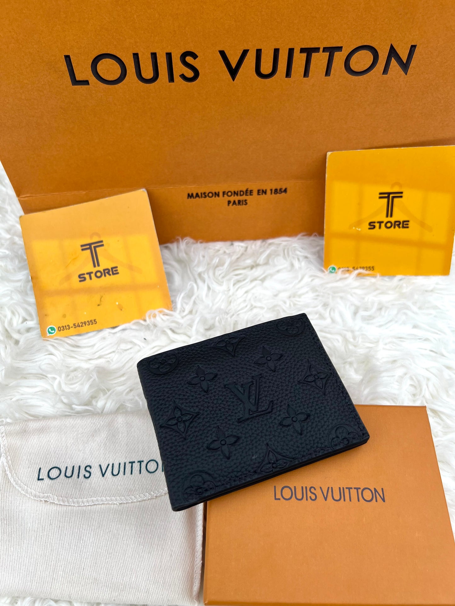 LV Black Embossed Matte Leather Wallet