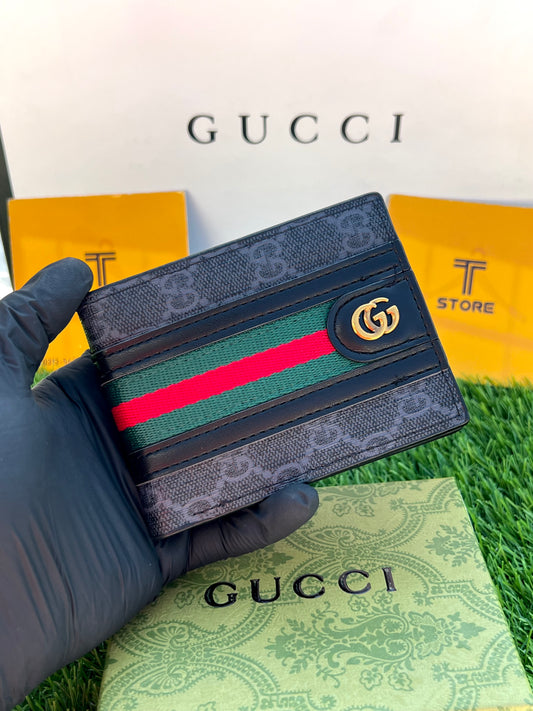 Gucci Strip Black Logo Printed Wallet