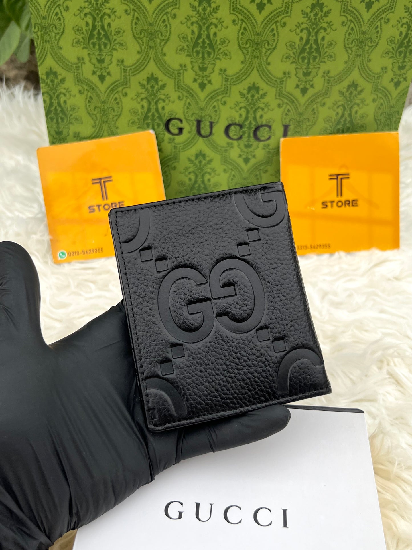 Gucci GG Black Embossed Book Shape Genuine Leather Wallet