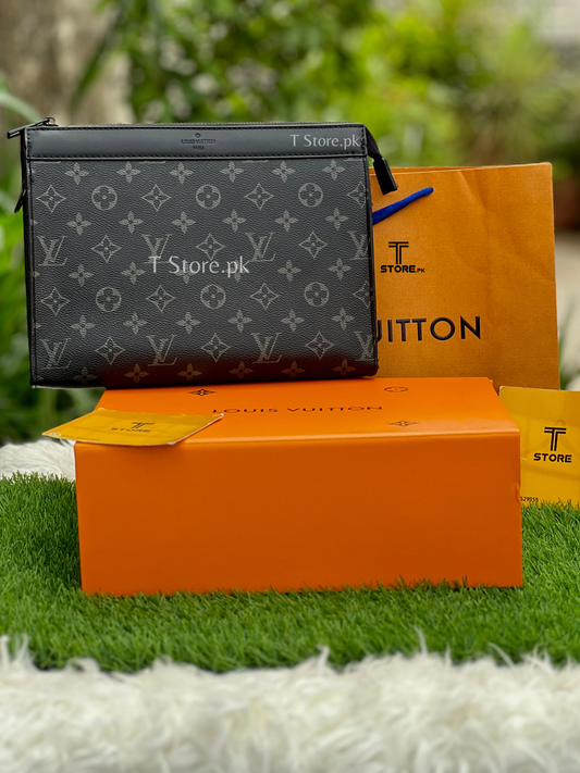 LV Black Flower Painted Men's Handbag