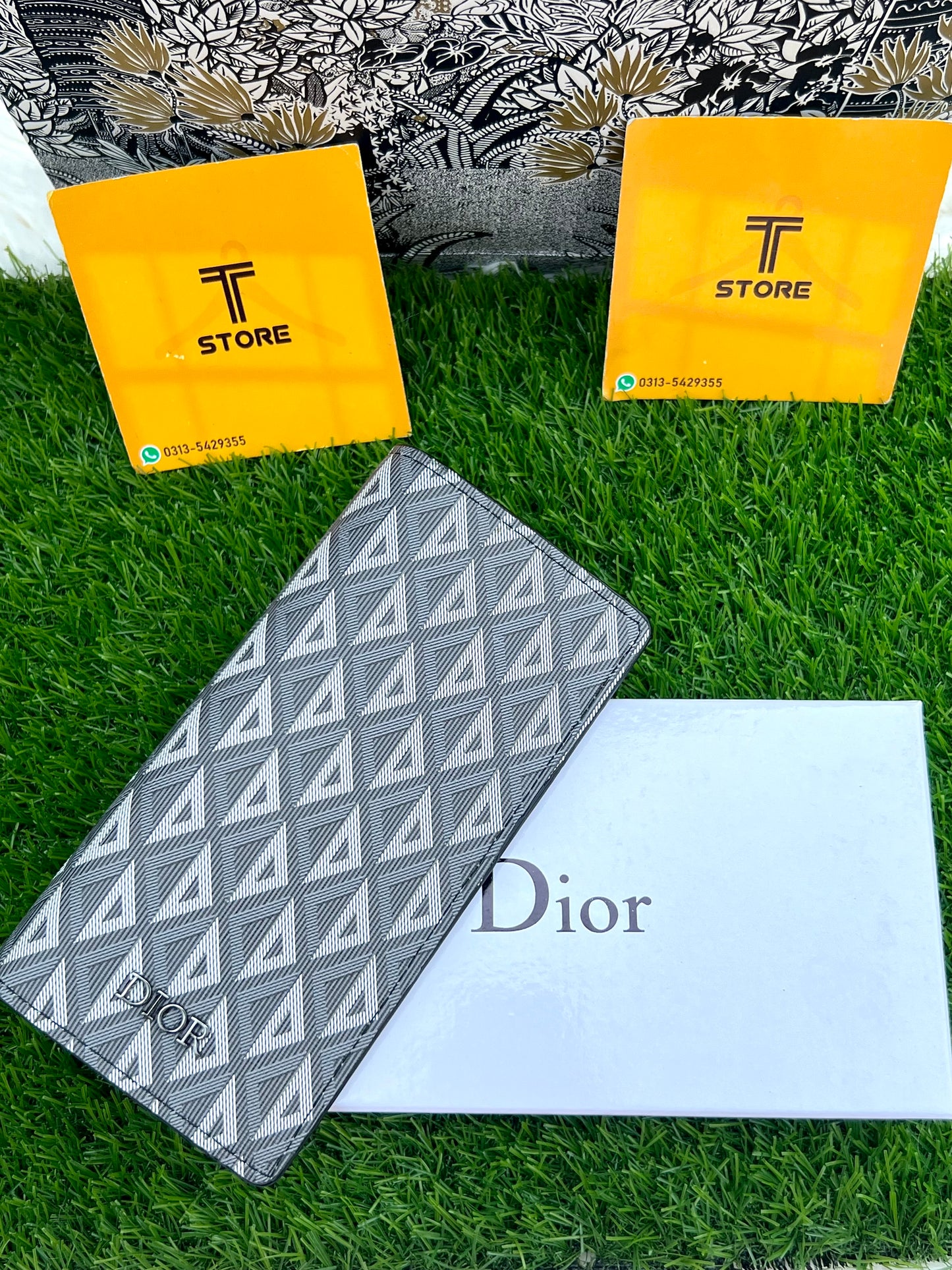 Dior Gray Texture Long Wallet
