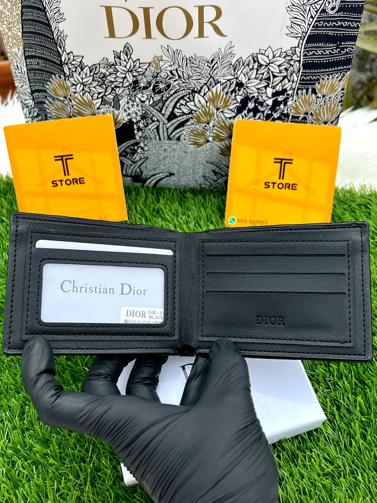 Dior Black Logo Embossed Wallet
