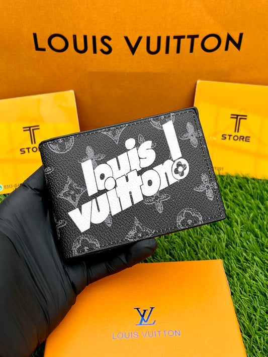 LV Black Flower Printed Wallet