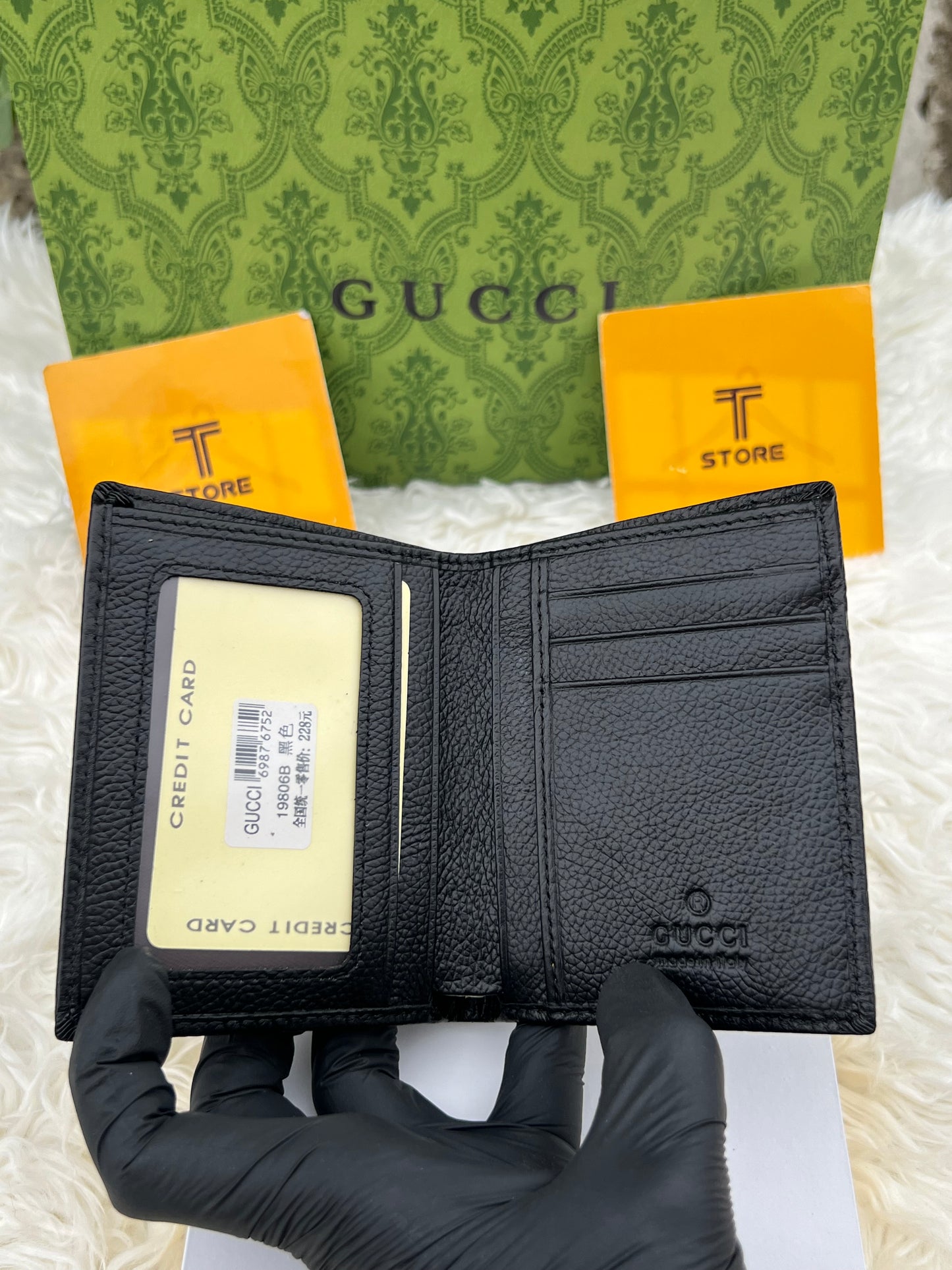 Gucci GG Black Embossed Book Shape Genuine Leather Wallet