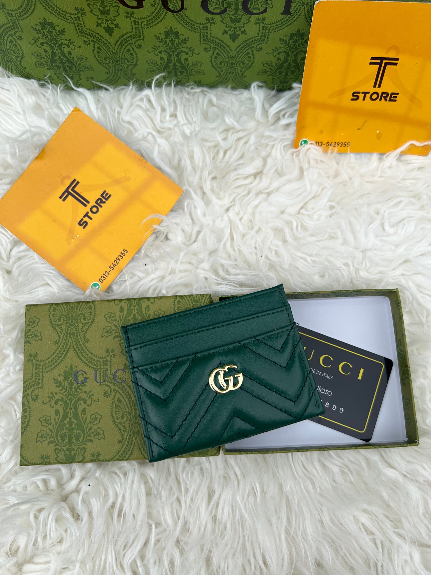 Gucci Green Plain Logo Cardholder