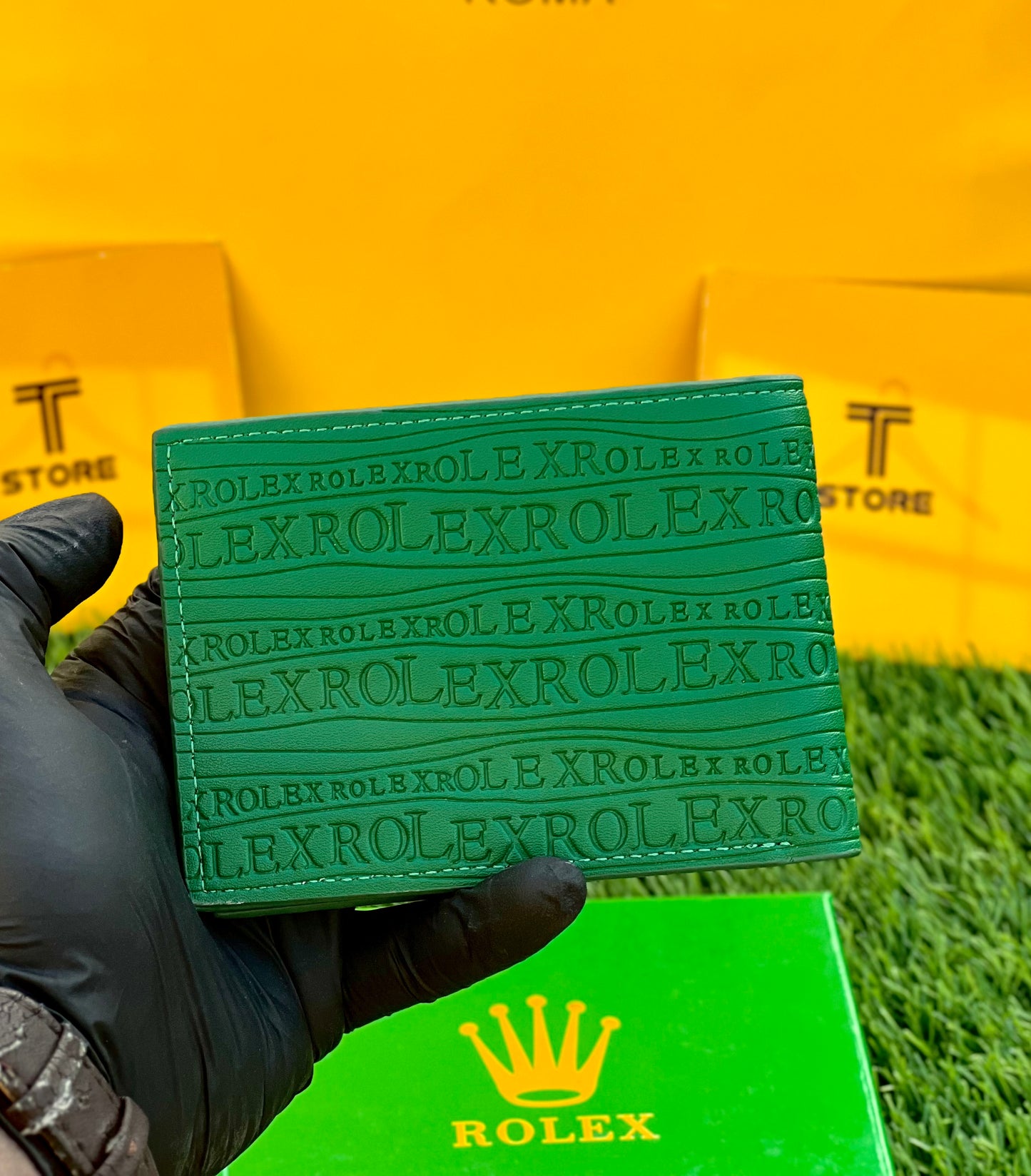 Rolex Embossed Green Wallet