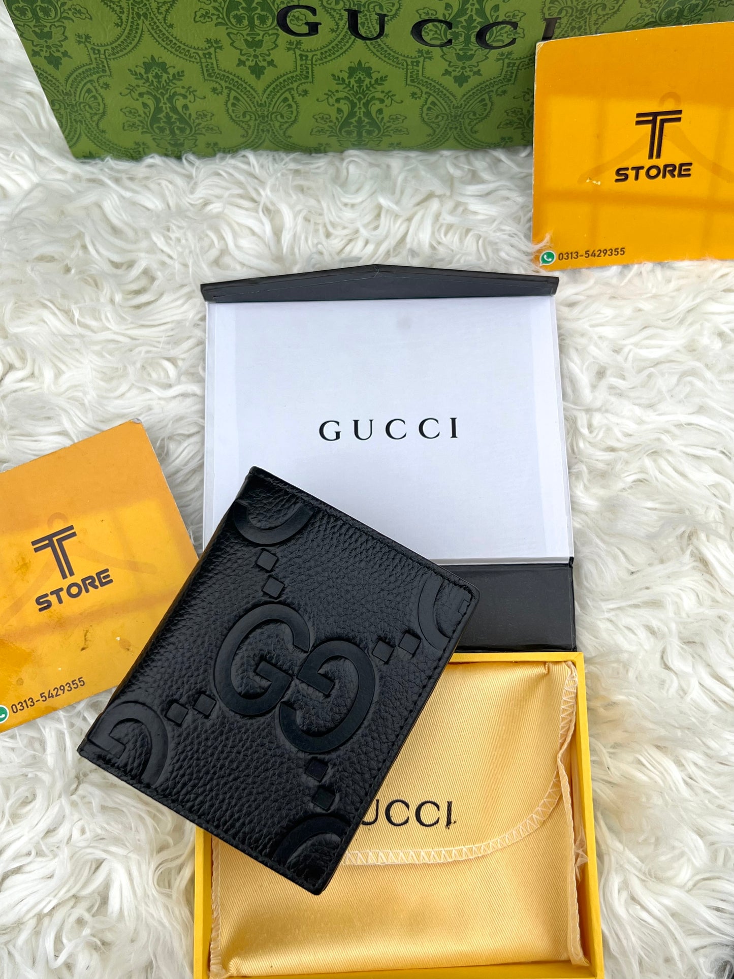 Gucci GG Black Embossed Book Shape Genuine Leather Wallet