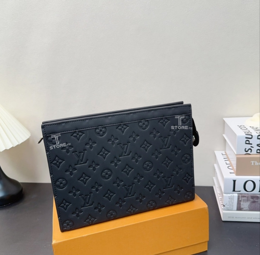 LV Black Flower Small Embossed Men's Handbag