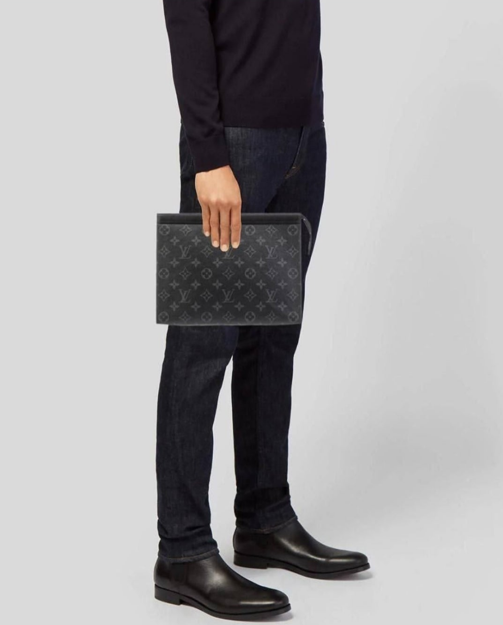 LV Black Flower Painted Men's Handbag