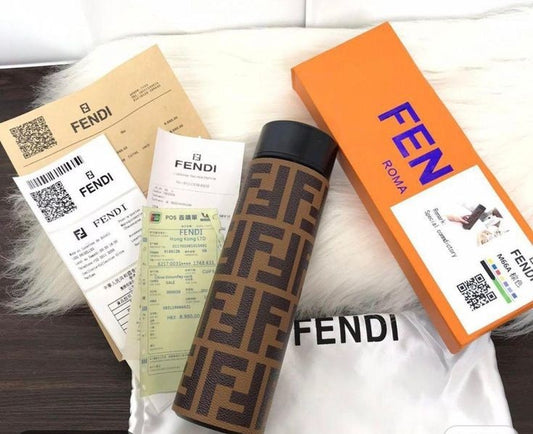 Fendi Printed Brown Thermo Flask LED Display Temperature Bottle