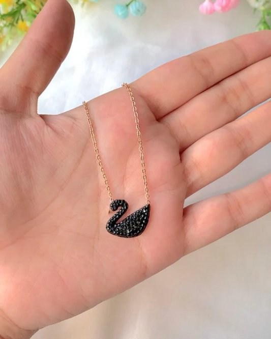 Swan Black Stones Necklace