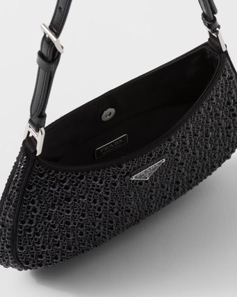 Prada Cleo Crystal-Embellished Satin Handbag
