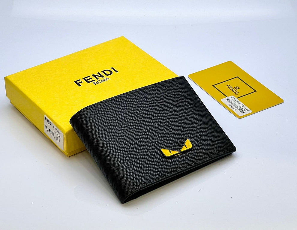 Fendi Black Plain Logo Wallet