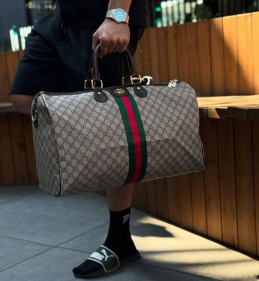 Gucci Beige Strip Duffle Bag
